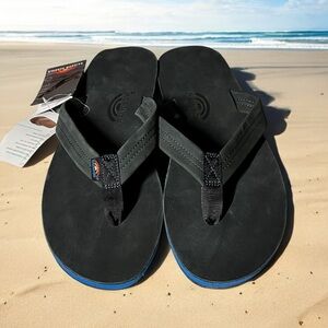 🌈NEW w.tag Rainbow Single Layer Premier Leather Sandal w Blue 1" Midsole  XXXL